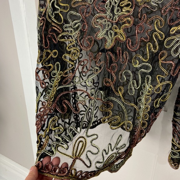 80s sheer patterned blouse - Picture 7 of 9